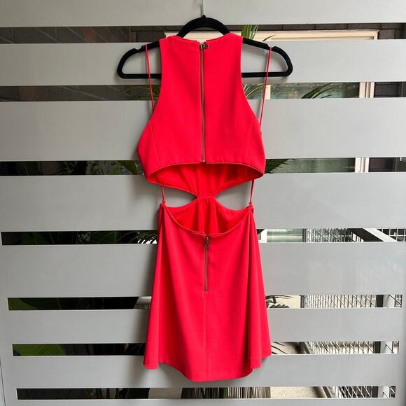 NEW Alice + Olivia Red Cara Cut-Out Flared Mini Dress Size 0 - Picture 4 of 9